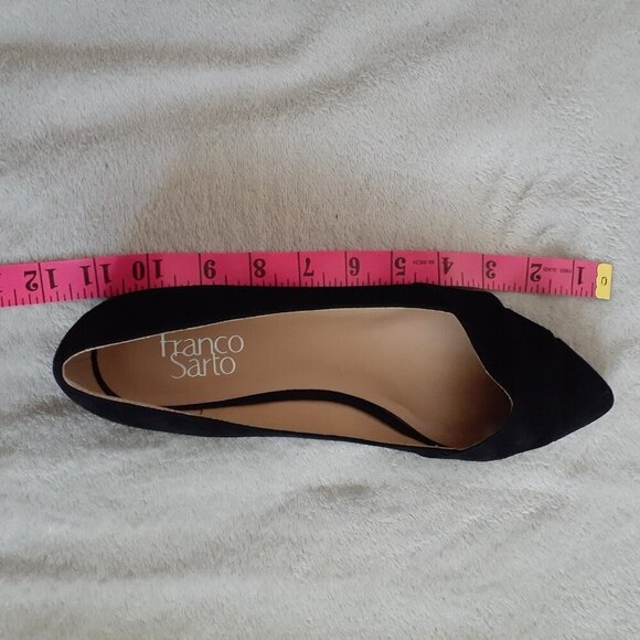 Franco Sarto Women's Size 9 Halissa Black Suede Pointed Toe Criss Cross Flats - Picture 9 of 12